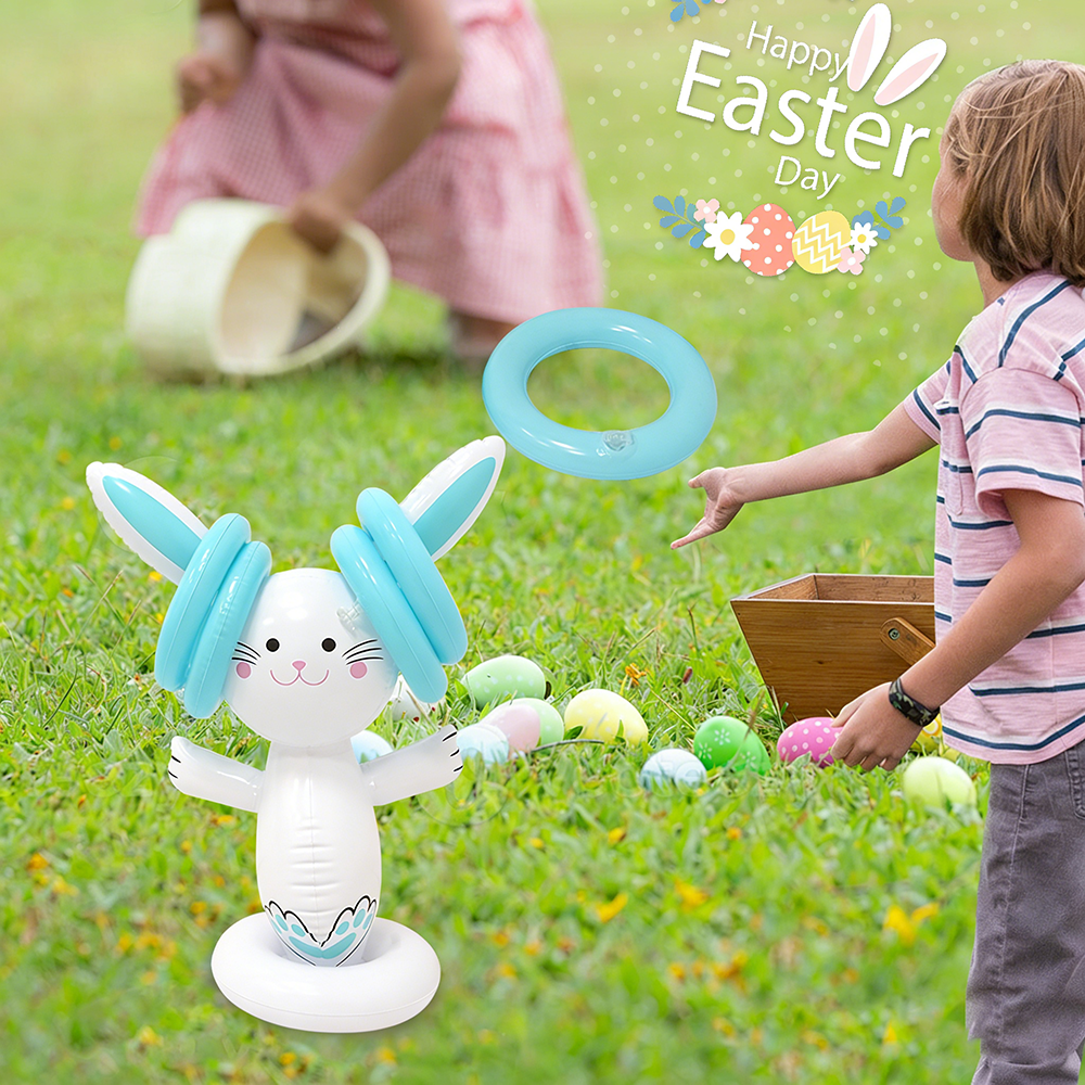 Party Games Kids Outdoor - Easter Inflatable Bunny Ring Toss Game