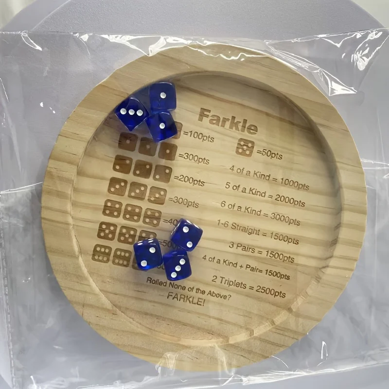 wooden Farkle dice tray with 6 - Party Family Games recension och pris