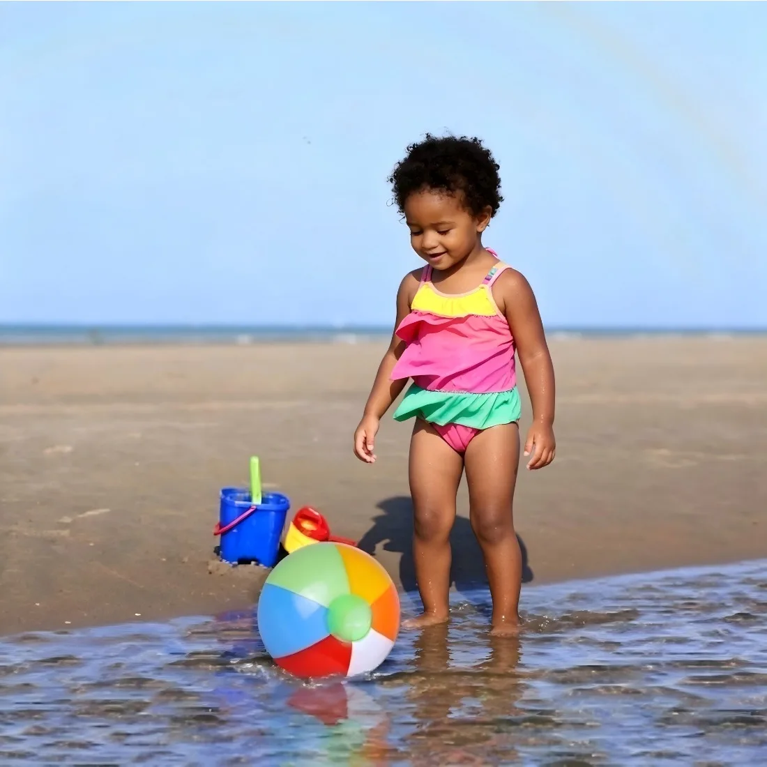 Rainbow Inflatable Beach Balls - Party Games Kids Outdoor recension och pris